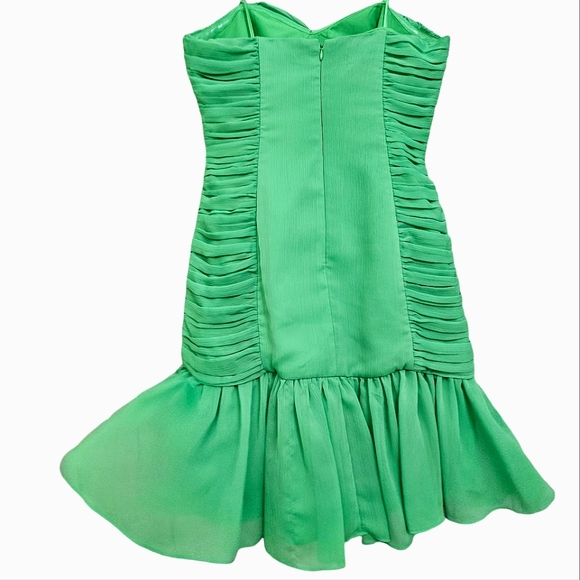 Nwot Max & Cleo Strapless Ruched Island Green Asymmetrical Short Cocktail Dress - Picture 11 of 16